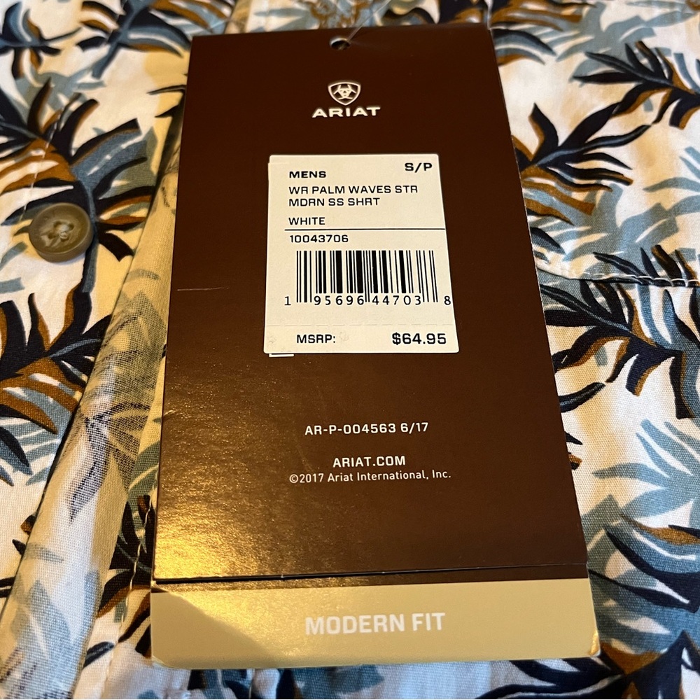 Ariat Palm Waves Modern Fit Shirt NWT - Picture 4 of 5